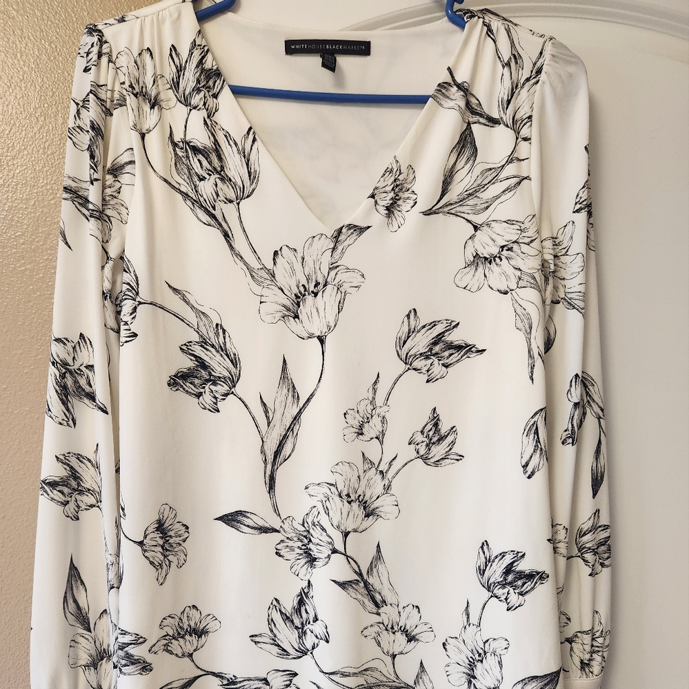 White House Black Market white and black long sleeved top
